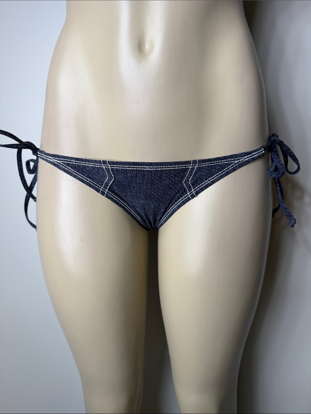 True Religion Dark Denim Blue Tie-Side Bikini Bottom